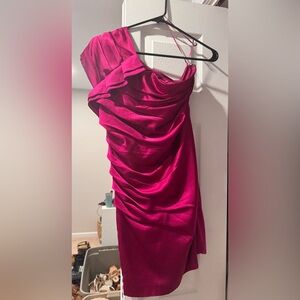 Express One Shoulder Fuchsia Dress